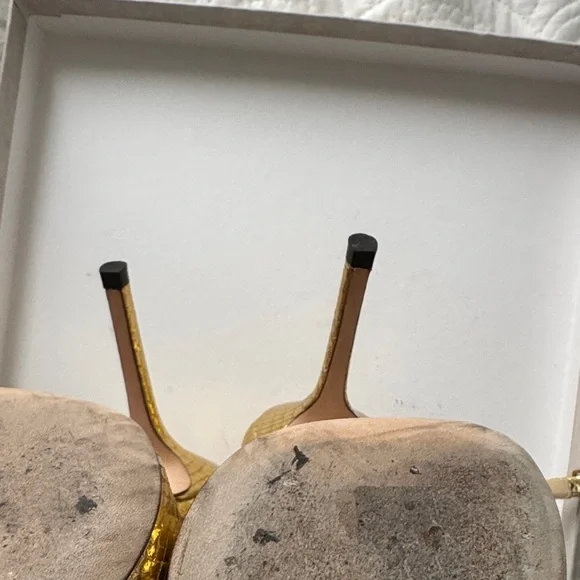 Jimmy Choo Gold Snakeskin (embossed)Heels with Crystal Accents - Picture 8 of 11